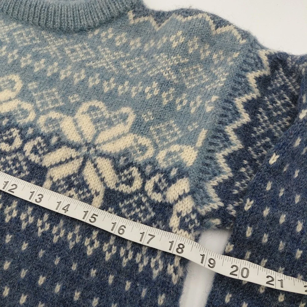 Vtg Dale Of Norway 100% Wool Mens M Sweater Crew Neck Blue Nordic Fair Isle